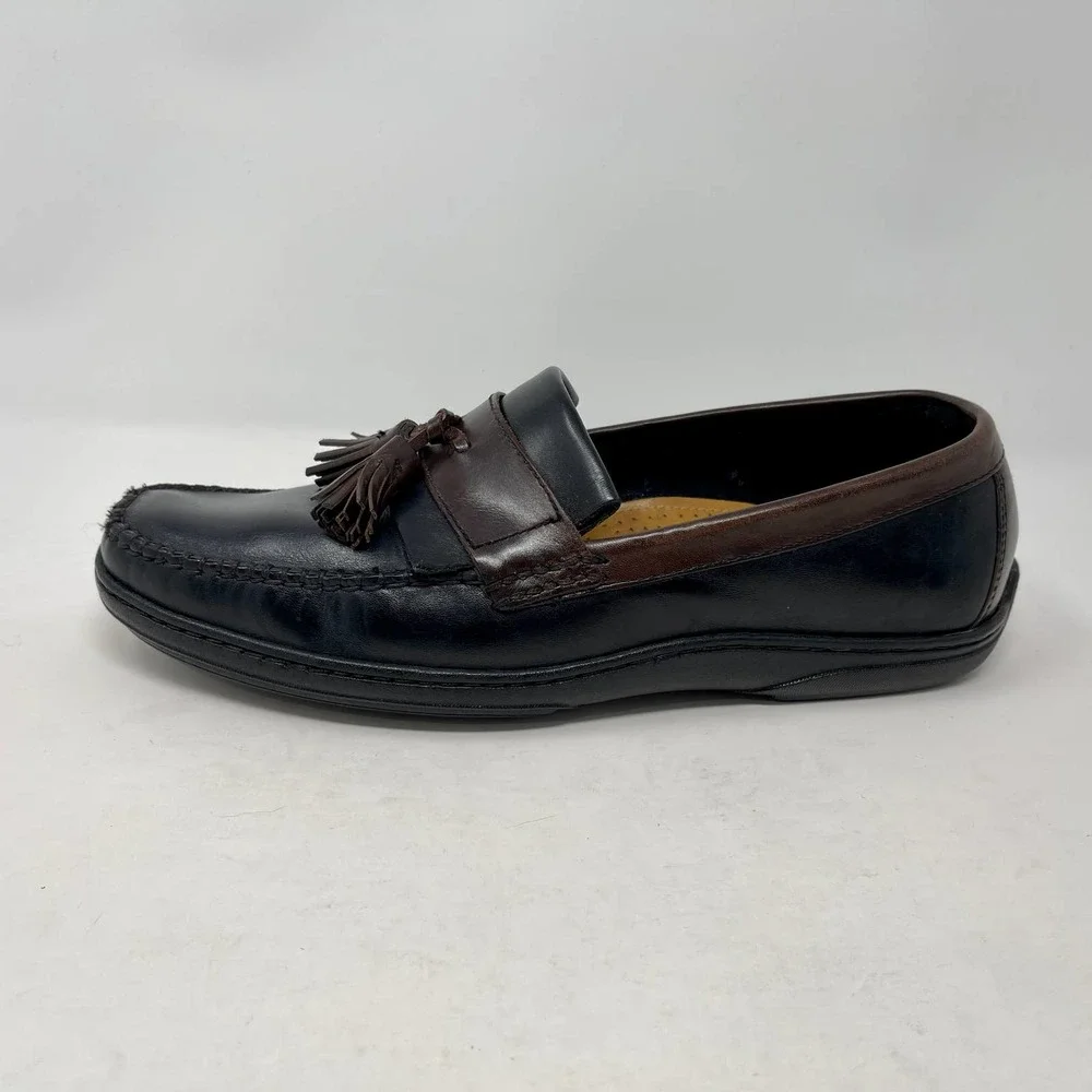 Cole Haan Mens Sz 8 M Loafer Black Brown Tassle Driving‎ Leather S1009-1373